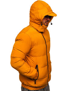 Pánska prešívaná zimná bunda vo farbe ťavej srsti Bolf 6904