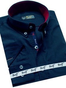 Tmavomodrá pánska elegantá košeľa s dlhými rukávmi BOLF 2772