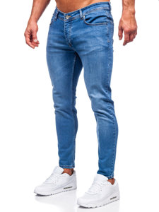Tmavomodré pánske slim fit rifľové nohavice Bolf R922