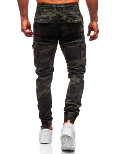Tmavozelené kapsáčové jogger nohavice s maskáčovým vzorom Bolf CT6019